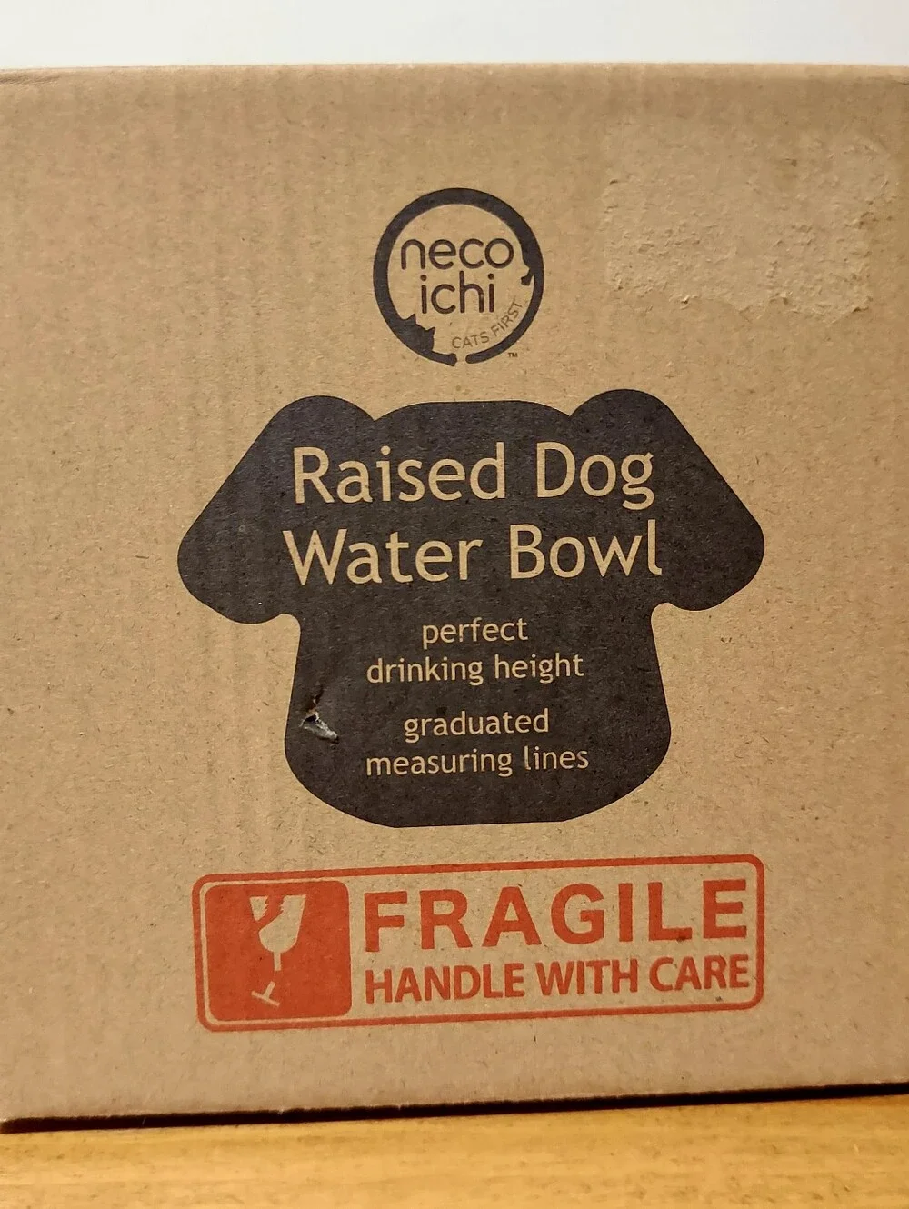 Necoichi Raised Small Dog Water & Food Ceramic 12oz Bowls, Black Paw Prints